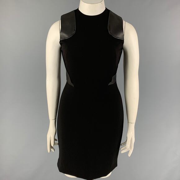 PRABAL GURUNG Size 10 Black Polyester Lambskin Sheath Dress - Picture 1 of 1